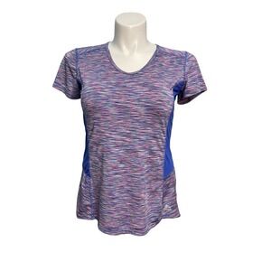 RBX Performance Womens Space-dye Multi-color Activewear Workout V-Neck Top Large